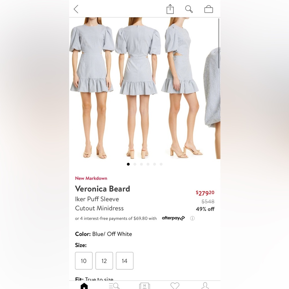 Veronica Beard Iker Dress, blue/off white, size 8